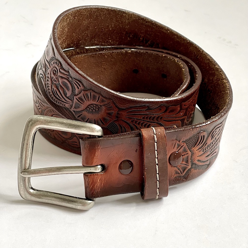 Vintage Embossed Leather Belt